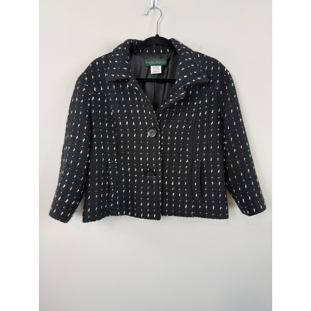 Vintage Harve Benard Blazer Jacket Black White 12 Wool Blend Textured